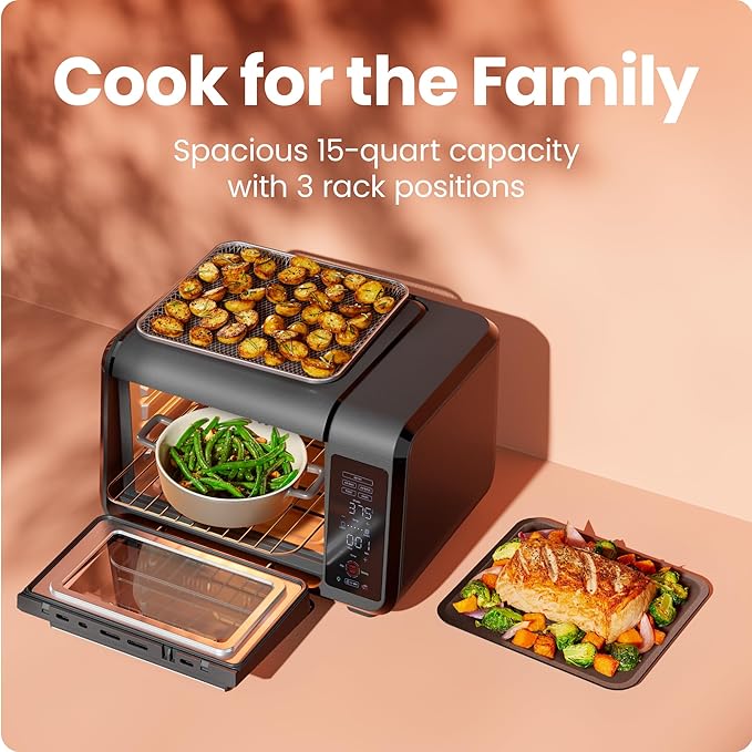 Chefman Air Fryer Toaster Oven Combo, 15 Qt. Countertop Oven for Quick & Healthy Meals, Bake, Broil, Air Fry, Toast, and Bagel Functions, 450°F Max Temp, 4 Slice Toaster Oven Air Fryer Combo