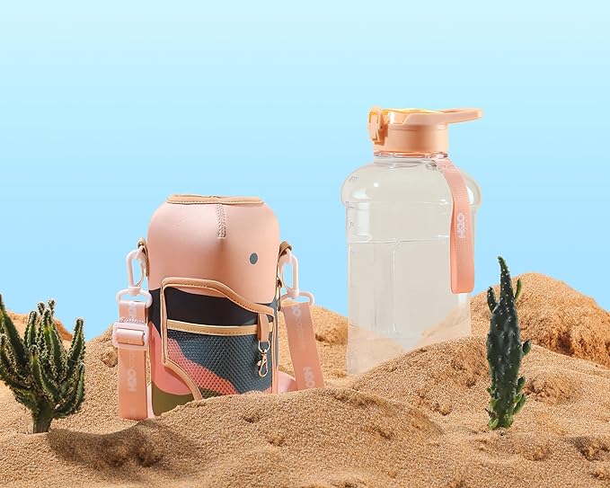 H2O Capsule 2.2L Half Gallon Water Bottle with Storage Sleeve and Removable Straw – BPA Free Large Reusable Drink Container with Handle - Big Sports Jug, 2.2 Liter (74 Ounce), Mountain Night