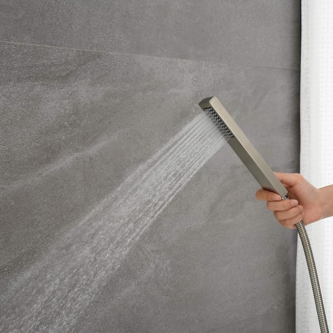 Freestanding Bathtub Faucet Tub Filler Brushed Nickel Floor Mount Faucets Brass Single Handle with Hand Shower