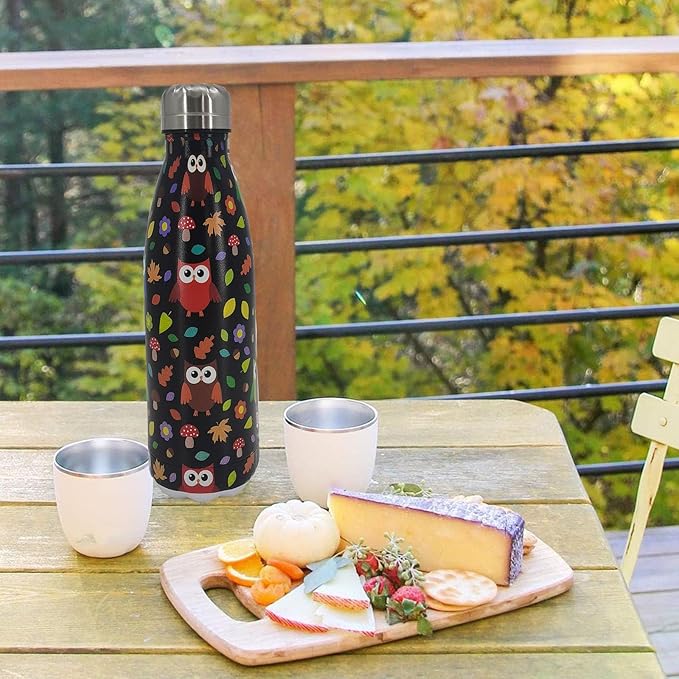 Owl Insulated Sport Water Bottles Stainless Steel Travel Mugs BPA Free Tumbler For Outdoor Camping Travel 20 OZ