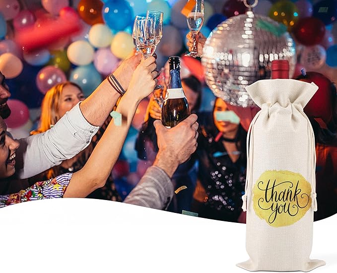 Grateful Wine Bag,Thank You Friend for the Gift,Party Thank You Favor,Family Holiday Gifts,Thank You Gifts for Colleagues,Employee,Family,Women,Social Workers,Bosses,1 Drawstring Gift Wine Bag,Q29