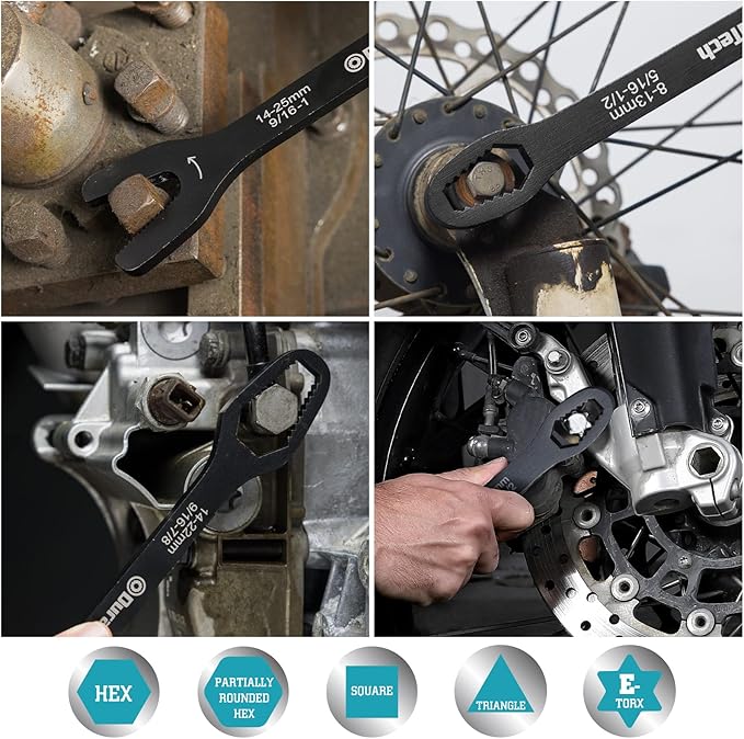 DURATECH Universal Wrench Set, Multi-functional Wrench Set, SAE & Metric, 1/4”-1”& 6-25mm, 38 sizes in 2 Piece, for Home and Car Repair