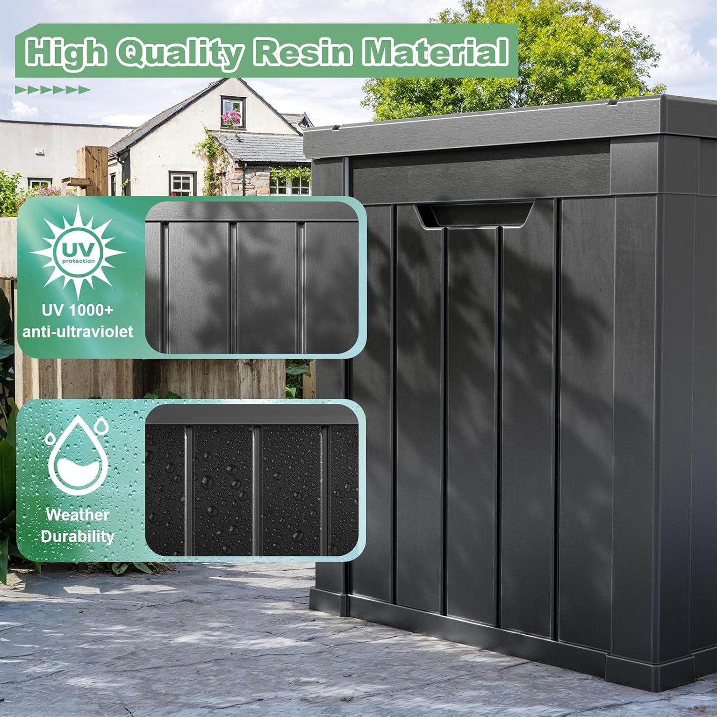 DRATO 50 Gallon Deck Box, Outdoor Storage Box for Patio Cushion, Sports Equipment, Garden Tools,Waterproof Patio Storage box, Lockable (Black)