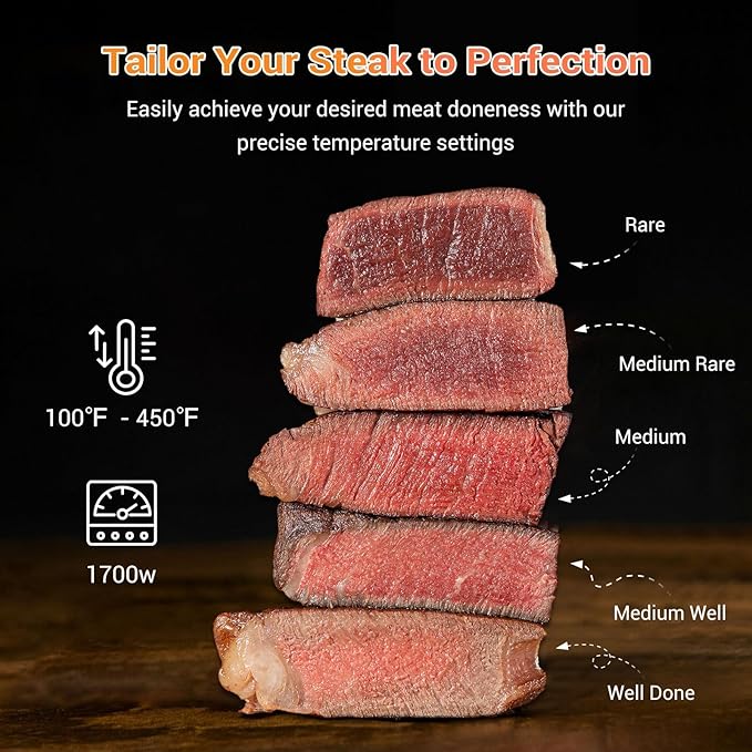 Tastee Ceramic Air Fryer, 8-in-1 Compact 5.5QT AirFryers, 450°F Digital Airfryer Dehydrator with Smart Probe, 24 Presets One-touch Cooking, In-app Recipes with Window, Dishwasher-safe & Non-stick