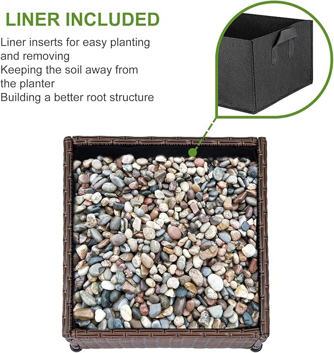 LEWIS&WAYNE Outdoor Umbrella Base with Fillable Planter Box Heavy Duty Patio Umbrella Stand with 4 Wheels Rolling Umbrella Holder for Outdoor Patio Deck Garden