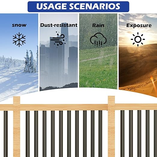 100 Pack 26" Aluminum Deck Balusters Round Black Deck Railing Stair Porch Staircase Spindles 3/4" Diameter Balusters Outdoor