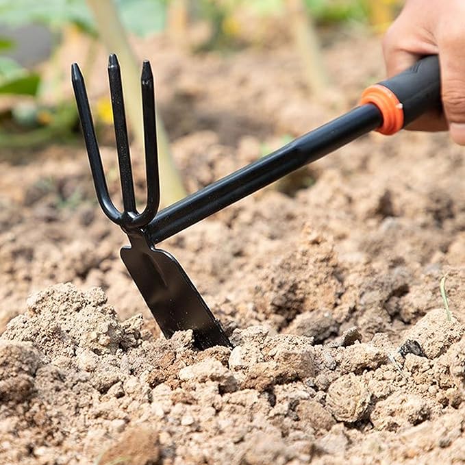 Garden Tool Set (Garden Tool Set, 4 Pieces, Gardening Tool Kit Including 2 Shovels, Rakes, Cultivators, and Transplanting Tools, Rust-Resistant Iron Tools, Rubber Grip Handles (4))