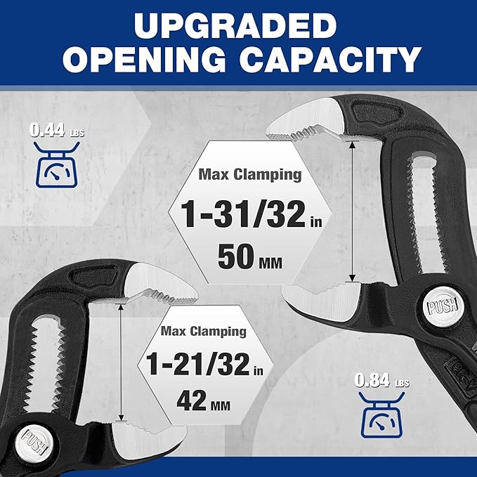WORKPRO 7" & 10" Groove Joint Pliers Set, Upgraded Wide Opening Slip Joint Pliers Set, V-Jaw Quick Adjustable Plier, CR-V Steel, Dual Serrated, Water Pump Plier for Home & Industrial Repair, Soft Grip