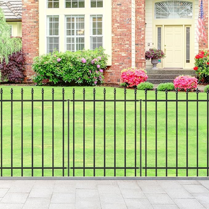 Metal Garden Fence 30 in H x 10 ft L,Border Fence Panels Animal Barrier for Dogs, No Dig Garden Fencing for Yard Patio Flower Bed Lawn Outdoor,5 Panels + 6 Stakes Black