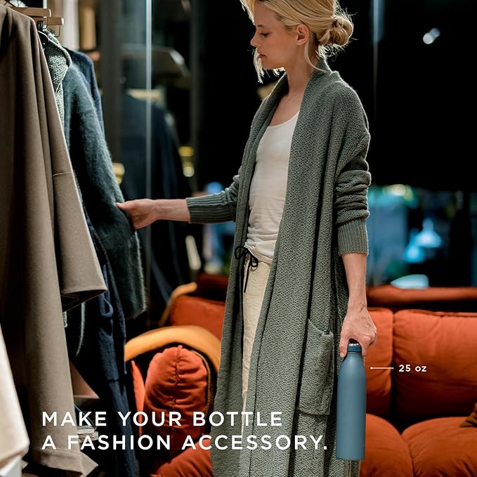 LARS NYSØM Stainless Steel Insulated Water Bottle 12oz 17oz 25oz 34oz 51oz | BPA-free Insulated Thermo Flask for Hot and Cold Beverages | Leakproof Drinking Bottle (Brick Red, 34oz)