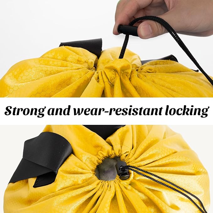 Large Laundry Backpack with Mesh Pocket & Adjustable Shoulder Straps, Yellow