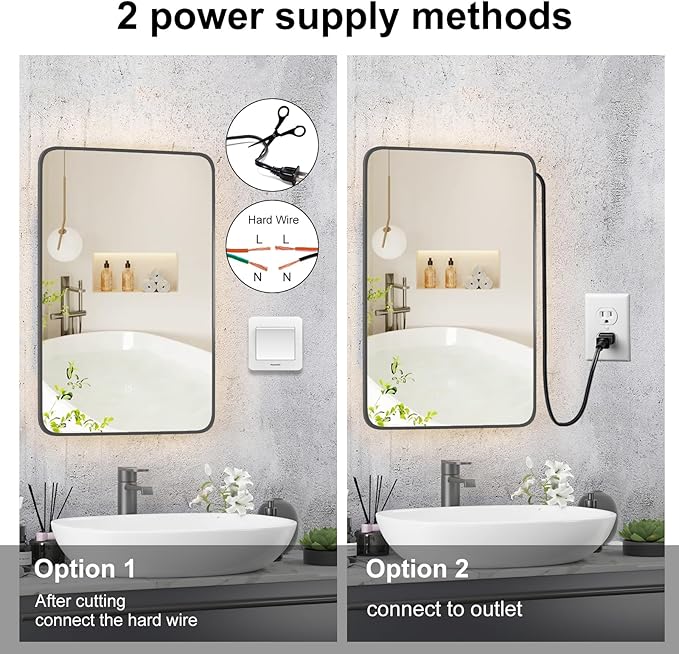 Recessed Medicine Cabinet for Bathroom Medicine Cabinets with Mirror,3-Color Backlight Lighted Medicine Cabinet with Lights,Black Mirrored Medicine Cabinets Wall Mounted 20x30