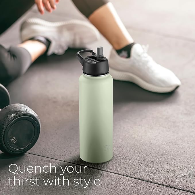 SipX™ Triple-Insulated Stainless Steel Water Bottle 40oz. With 3 Lids, BPA-Free Reusable Insulated Water Bottle Keeps Cold 24 Hours, Metal Water Bottle Made Of Sustainable Material For Hiking & Biking