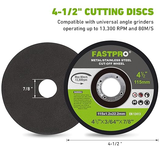 FASTPRO 10-Pack Cut Off Wheels, 4-1/2" x 7/8" Cutting Wheel for Metal and Stainless Steel