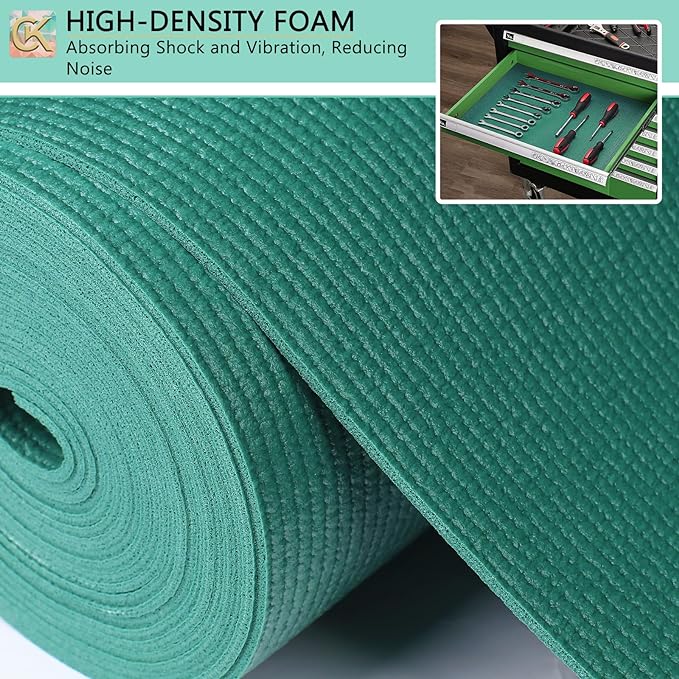 Foam Toolbox Liner Shelf Liner, Thickened Durable Pad Tool Box Mat for Protecting Your Tools, Work Surfaces, Garage, Chest -Green 3mm Thickness, 24 inch*24 ft