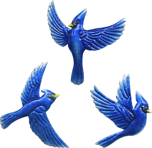 J-Fly Metal Birds Wall Decoration Bird Wall Hanging Decor Outdoor Metal Wall Art Blue Bird Outdoor Decor Suitable for Living Room Bedroom Patio Kitchen Outdoor Fence Decoration 9 Inch