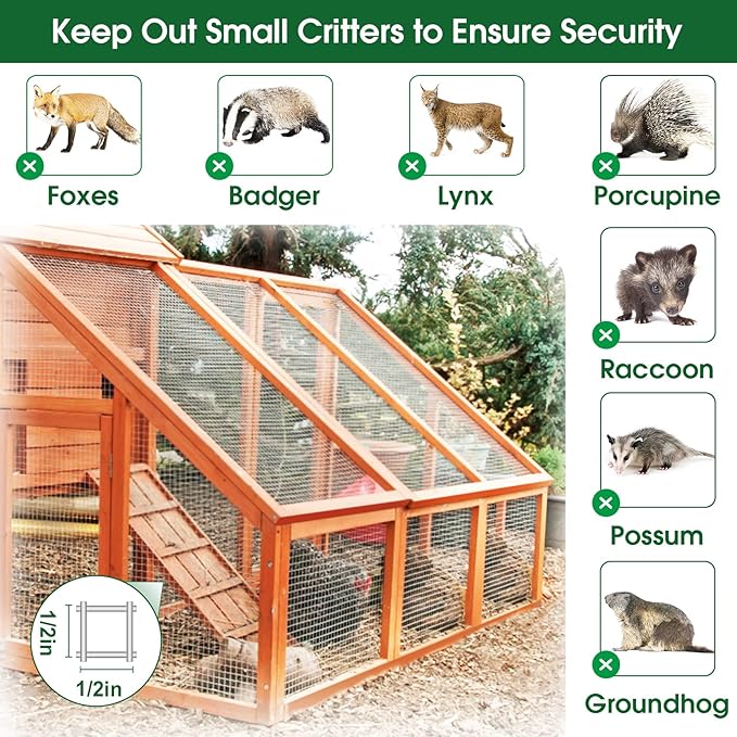 HOPERAN Hardware Cloth 1/2 inch 48 x 100 Ft Mesh 19 Gauge Chicken Wire Fencing - Hot Dipped Galvanized After Welded - Wire Fence Mesh Roll for Garden Fencing Chicken Coop & Pet Enclosures