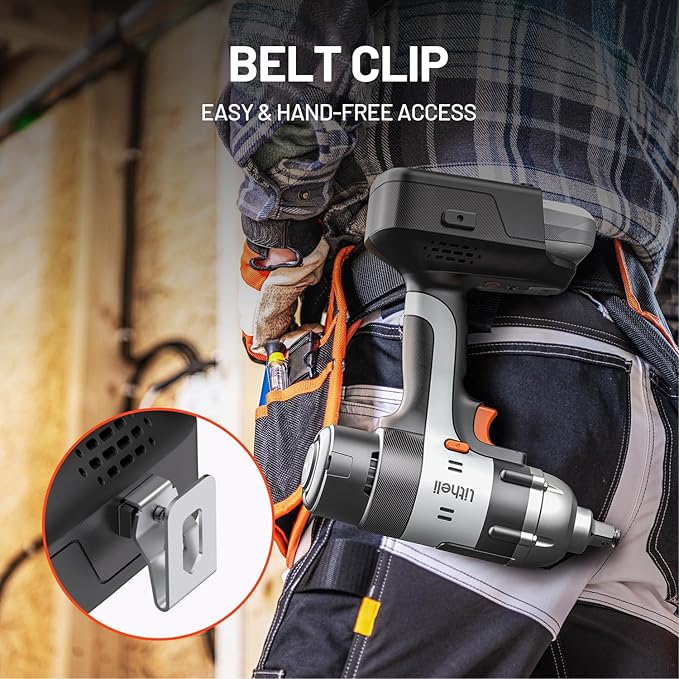 Litheli Cordless Impact Wrench Kit, 1/2 Inch Hog Ring Impact Gun with 4 Impact Sockets, 5 Torque Settings Impact Driver for Car Home, Bare Tool Only