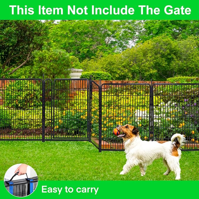 Tall Garden Fence Without Gate, 54 in(H) Dog Fences for The Yard, 8 Panels Total 17.7 Ft(L) Outdoor Dogs Fence, Modular Fencing,Dogs Fences Outdoor for Yard. Garden Fencing