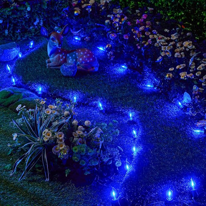 Brightown 25 Pack C9 LED Christmas Light Bulbs, Blue Plastic C9 Shatterproof LED Bulbs Replacement for Christmas String Lights, E17 Intermediate Base, Commercial Dimmable Holiday Bulbs