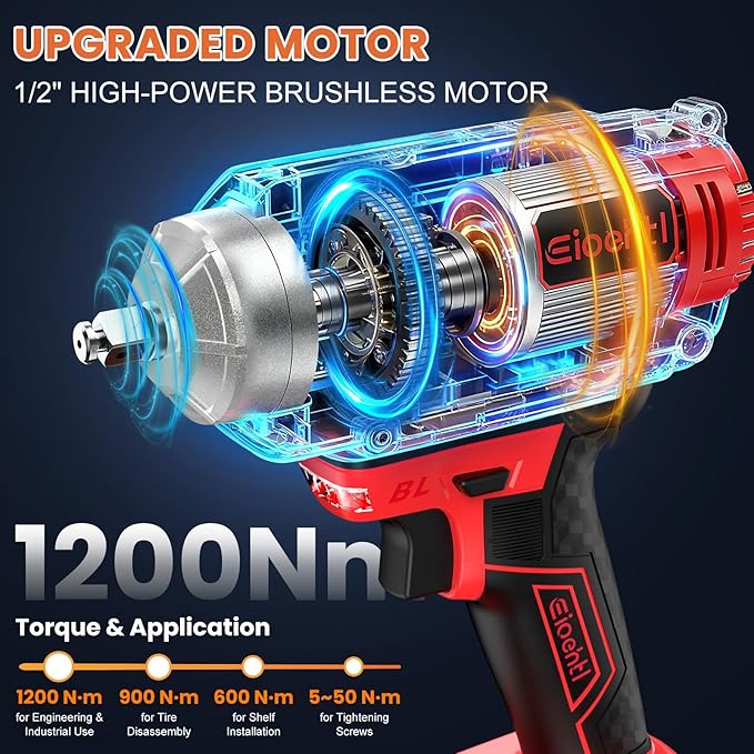 900 Ft-Lbs (1200 Nm) - Removes Stubborn Rusted Nuts Effortlessly | 21V MAX 1/2" Brushless Impact Wrench, 5500 RPM | 3-in-1 Set with Sockets • Drill • Screwdriver | Impact driver for Truck & RV Repair