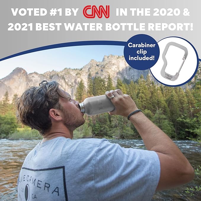 Healthy Human Stainless Steel Water Bottle | Double Walled Vacuum Insulated Water Thermos for Adults | Eco-Friendly Travel Bottles with Leak Proof Lid (Pure White, 21 oz/ 621 ML)