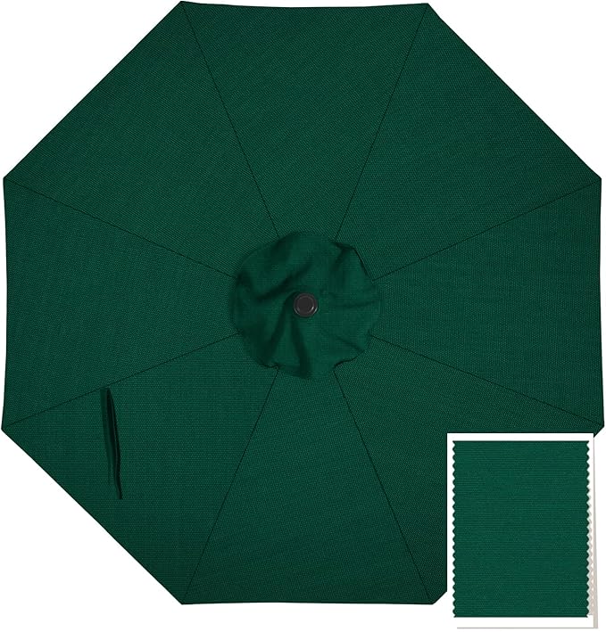 MASTERCANOPY 10-Year-Non-Fading 9FT Patio Umbrella Replacement Canopy-Forest Green Canopy Only