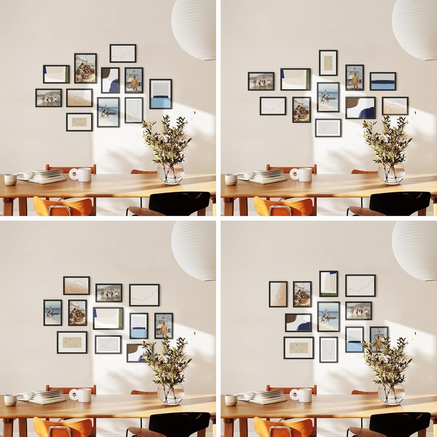 HAUS AND HUES Black Oak Wood Gallery Wall Tabletop Frames Made with Real American Oak and Shatter-free Plexiglass - Set of 11 (Eight 4x6, Three 5x7, Framed Black)