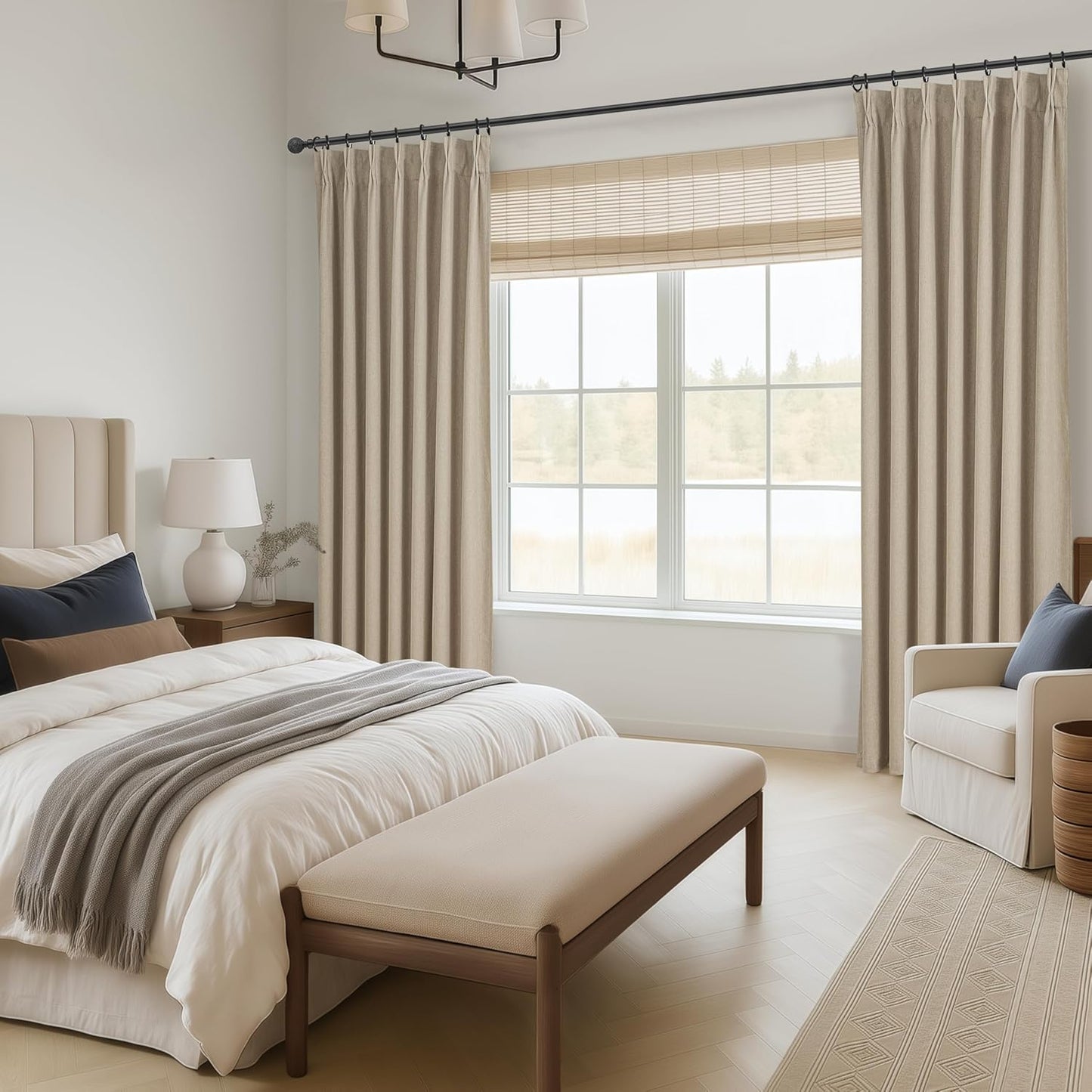 GreyBeige Modern Neutral 90 Inch Pinch Pleated Blackout Sliding Glass Door Curtains Light and Draft Blocking Drapes for Living Room Heavy Duty Lined Linen Burg Cottagecore Nursery 2 Pack (W40"xL90")