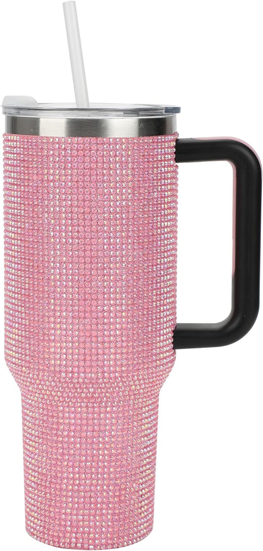 Bioworld Pink Rhinestone 40 Oz. Stainless Steel Tumbler