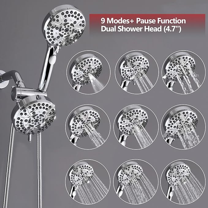 3 Handle Tub Shower Faucet Bathtub Faucet Set with Waterfall Tub Spout, Rough-in Valve Included Chrome