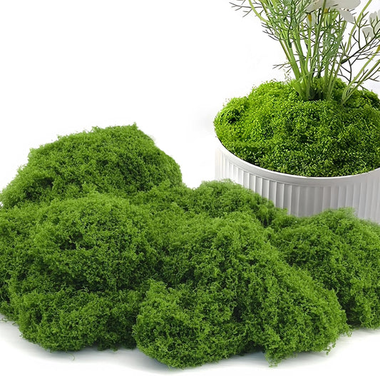 Potanro Faux Green Moss 5.3oz Artificial Fake Plant Moss for Potted Plants Indoor, Crafts, Planters, Bonsai Artifcial, DlY Floral Decorative Moss, Fairy Garden Wedding Table Centerpieces Decor