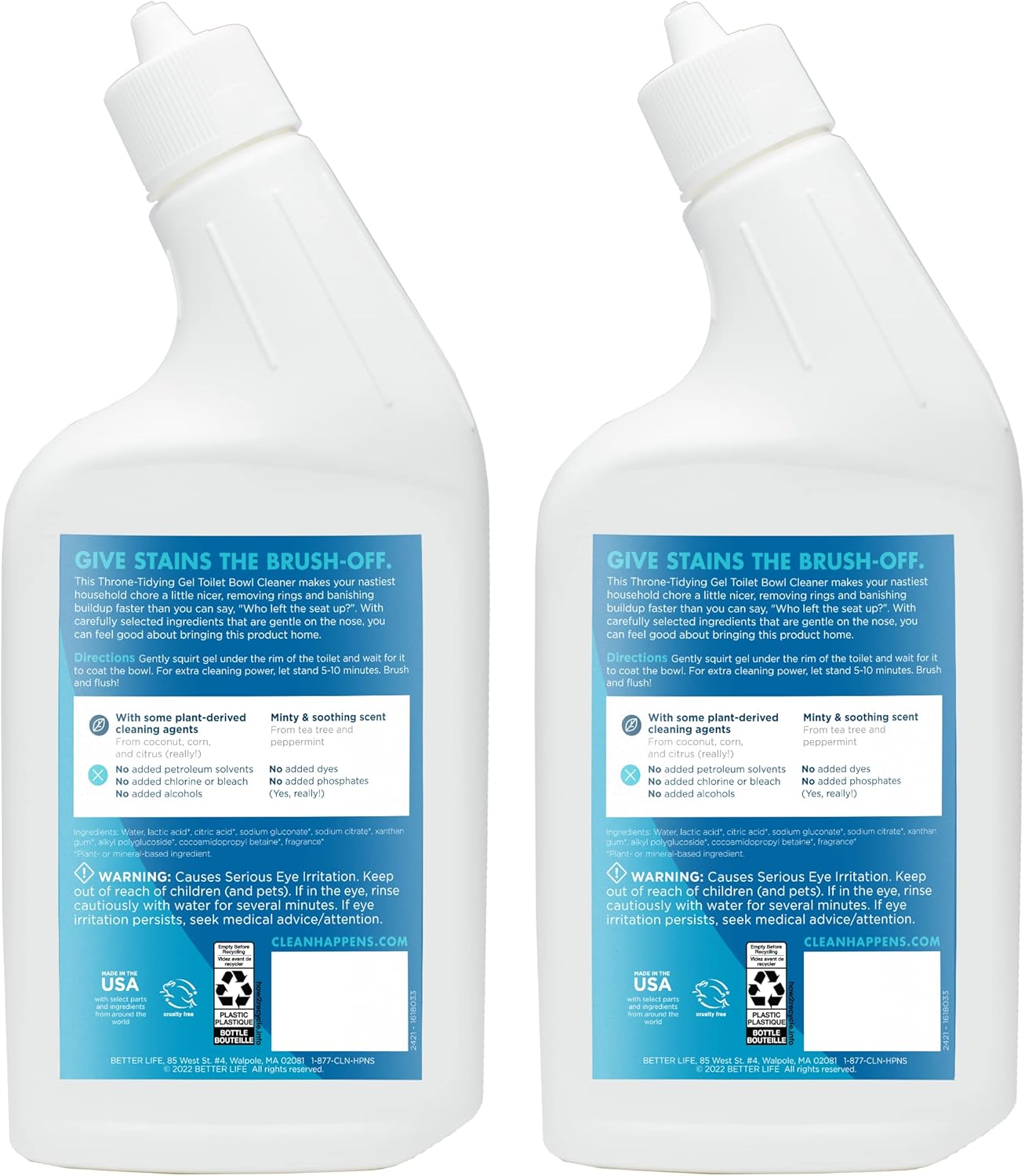 Better Life Natural Toilet Bowl Cleaner, Tea Tree & Peppermint Scent, 24 Fl Oz (Pack of 2)