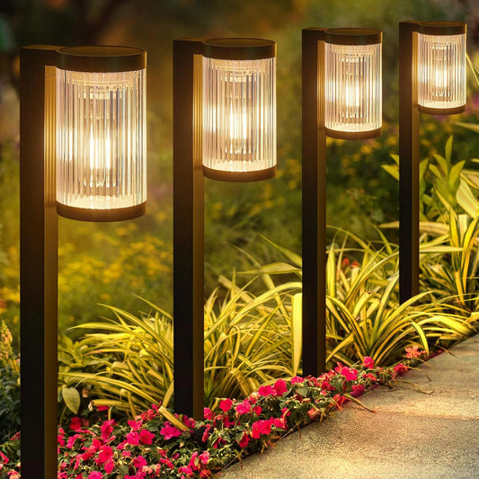 Solar Pathway Lights Outdoor, 4 Pack Upgraded Outdoor Solar Lights for Outside Super Bright Up to 12Hrs, IP65 Waterproof Solar Garden Lights for Yard Landscape Path Walkway Decoration