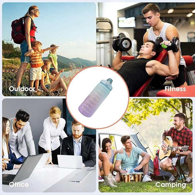 Frosted Gradient Color Water Bottle with Straw, 2000ml Leakage Proof Sports Bottle for Office, Gym, Outdoor(Light Green)