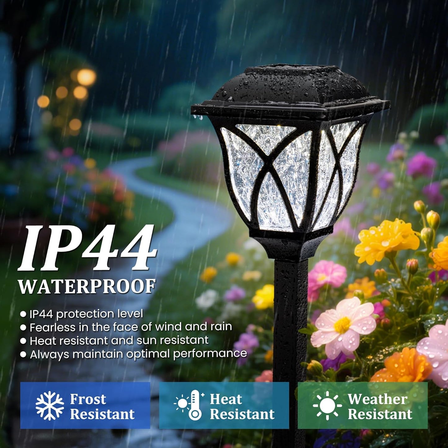 GIGALUMI Solar Lights Outdoor Waterproof, 8 Pack LED Solar Garden Lights, Outdoor Decorations, Garden Decor for Yard, Patio, Landscape, Planter, Walkway (Cold White)