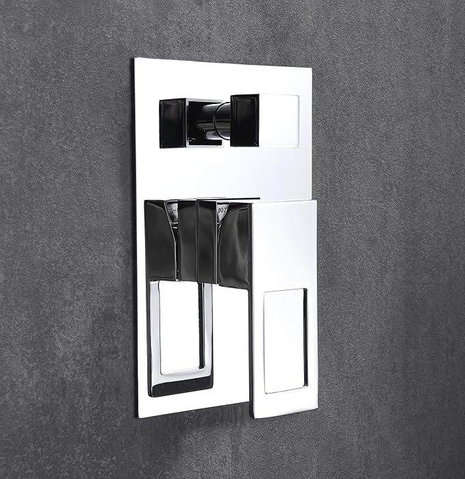 Shower Trim Kit with Valve, Shower System Includes 8 Inches Rain Shower Head With Handheld, Solid Brass Pressure Balance Valve, Chrome Finish