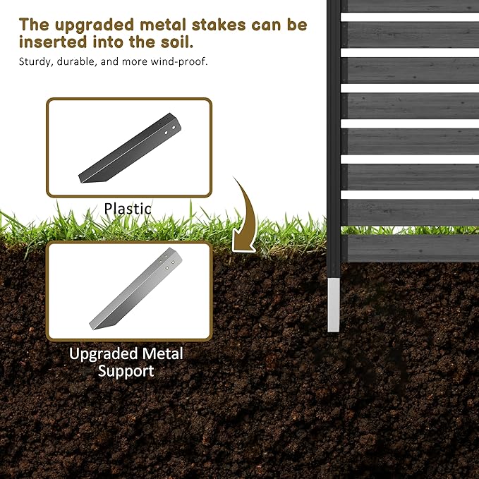 MUPATER 5ft H×3.3ft W No-Dig Wooden Privacy Screen-Dual-Use Design,Ideal Outdoor Privacy Barrier for Hard Surfaces & Soil,Durable Aluminum Post,Suit for Concealing Trash Bins, AC Units, Gray(1 Panel)