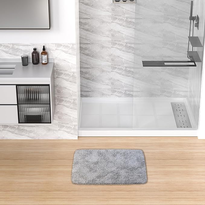 Sunrosa Shower Base 48"×36"×4", Single Threshold Shower Bases with Right Drain, Rectangle Solid Surface White Shower Pan, Slip Resistant Textured Surface, Include Stainless Steel Chrome Cover
