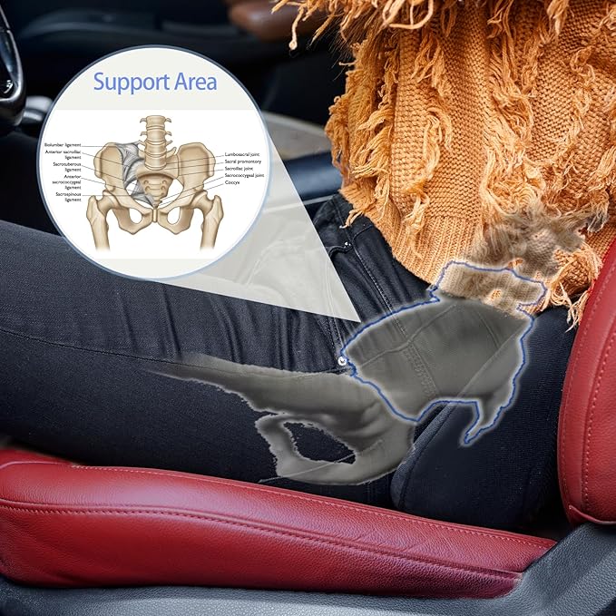 Lumbar Support Pillow for Car - Memory Foam for Lower Back Pain Relief by Reducing Pressure - Ergonomic Design for Office Chair, Car Driver, Recliner - Black