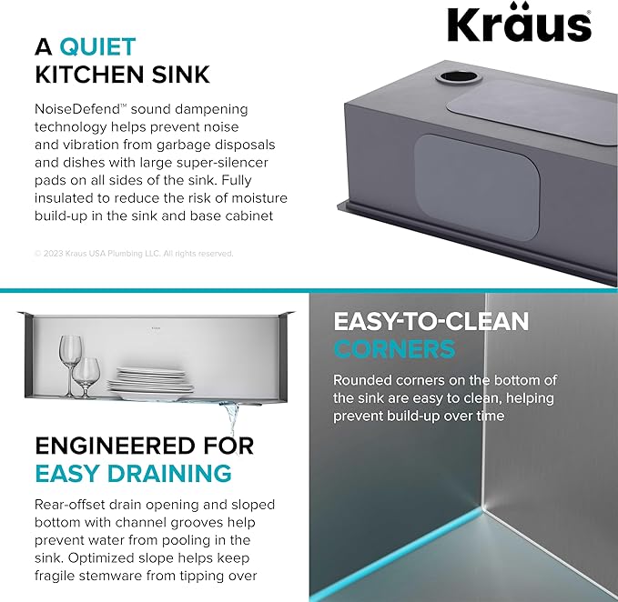 KRAUS Kore 32-Inch Undermount Workstation 16 Gauge Single Bowl Stainless Steel Kitchen Sink with Accessories, KWU110-32