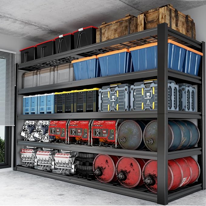 65" W Garage Shelving Heavy Duty, 5 Tier Garage Shelves, 30" D Adjustable Storage Shelving Unit, Commercial Metal Shelf for Warehouse, Pantry, School, Shop, 68" Wx30 Dx79 H, 2 Pack