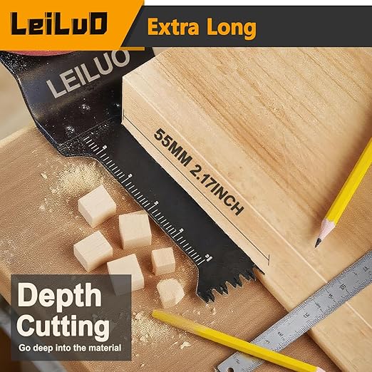 LEILUO 15Pcs Oscillating Saw Blades Japanese Teeth Multi Tool Blade Fast Cutting Wood Extra Long Oscillating Tool Blades Compatible with DeWalt Makita & More