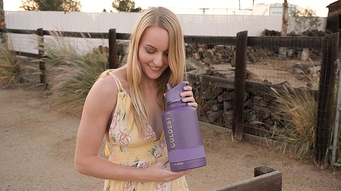 Coldest Sports Water Bottle - 64 oz(Straw Lid), Leak Proof, Vacuum Insulated Stainless Steel, Hot Cold, Double Walled, Thermo Mug, Metal Canteen (64 oz, Black Leopard)