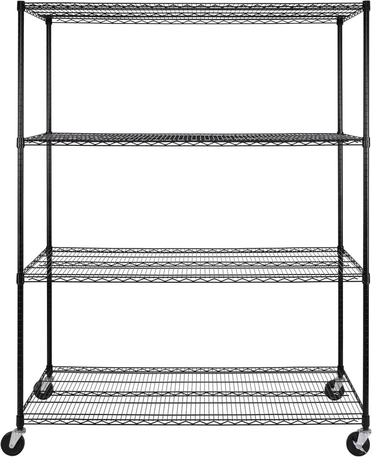 Seville Classics UltraDurable Heavy Duty NSF Solid Steel Wire Rack Storage Unit, Organizer for Garage, Warehouse, Office, Restaurant, Classroom, Kitchen, Black, 4-Tier Shelving, 60" W x 24" D