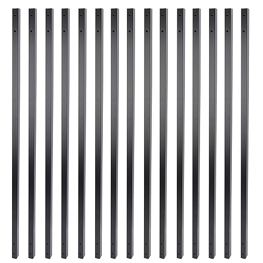 Myard 31 Inches Estate Hollow Square Iron Deck Balusters Furniture with Screws for Facemount Decking Railing Porch Fence Staircase Banister Balustrade (25-Pack, Matte Black)