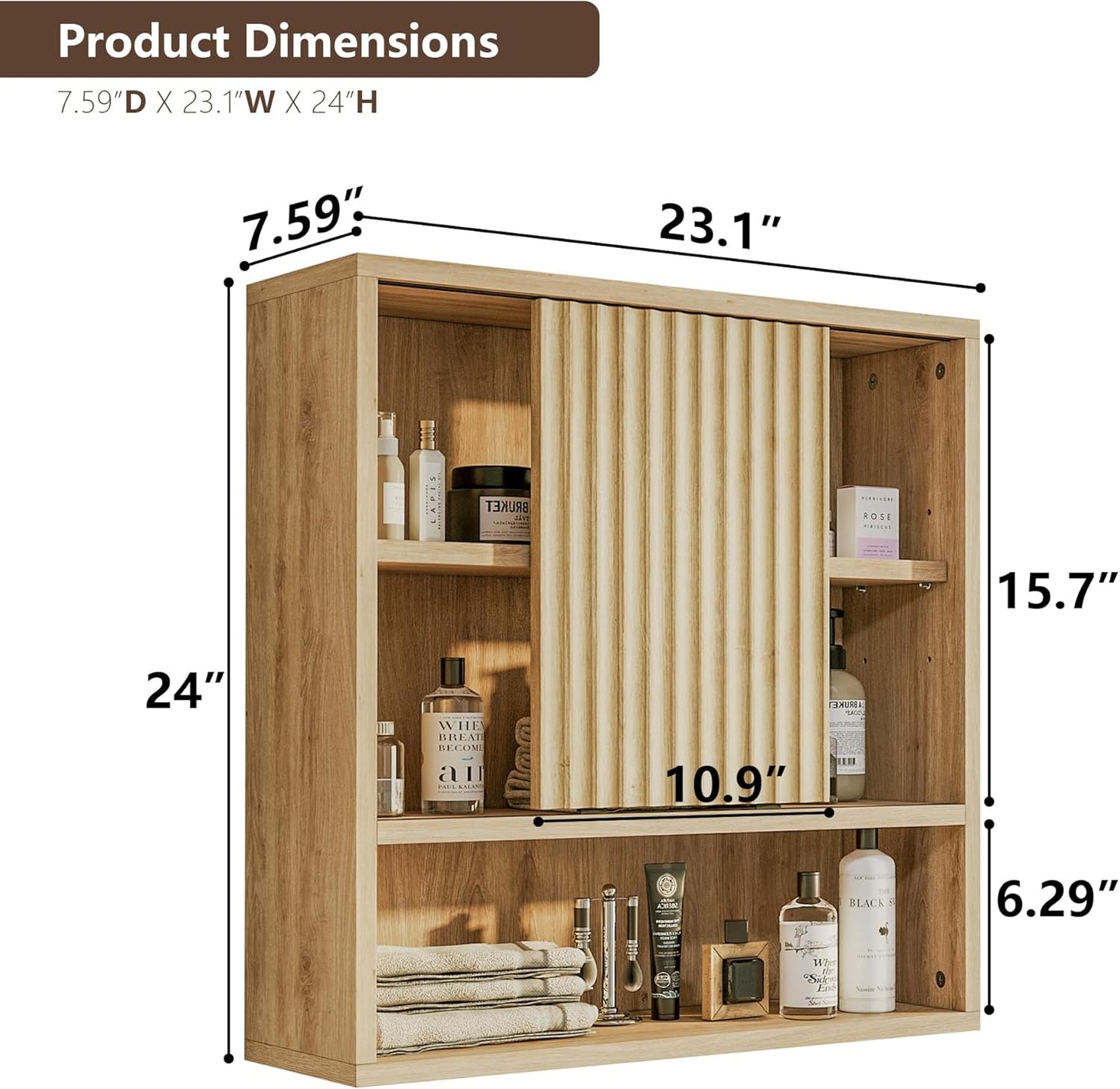 Bathroom Wall Cabinet Above Toilet Storage，Wall Mounted Storage with Adjustable Shelves, Space-Saving Modern Design for Bathroom & Laundry Room, Kitchen, Dining Room, Living Room