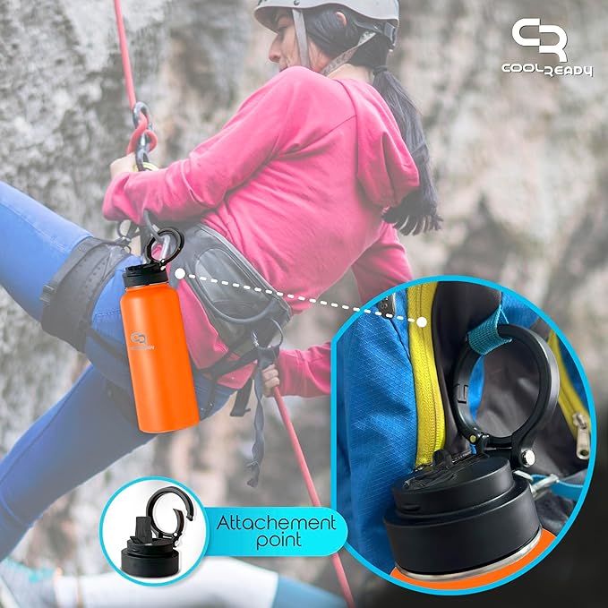 40oz Orange Water Bottle Stainless Steel - With Handle Straw Lid, Coffee Thermos, Chug Water Bottle - Double Walled Stainless Metal Water Bottle - Gym, Outdoor, Office – Leak Proof