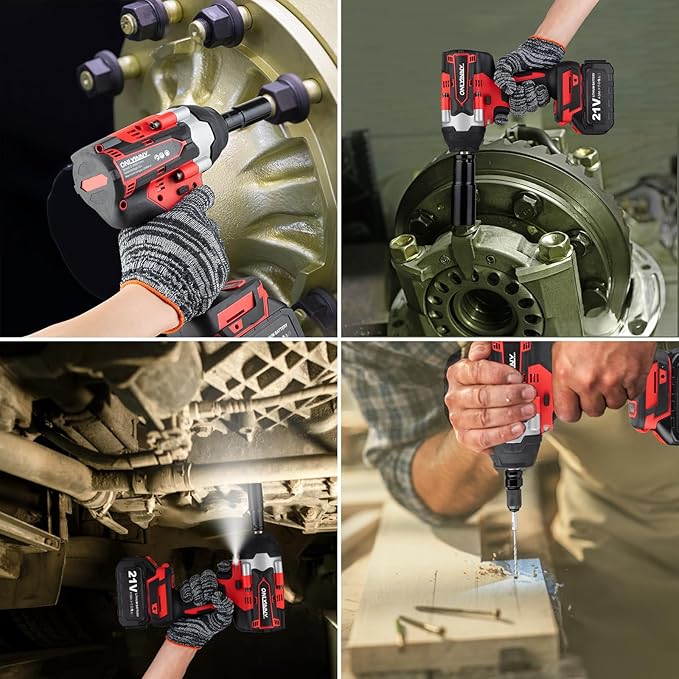Cordless Impact Wrench1/2, 750Ft-lbs (1000N.m), 21V Power Impact Wrenches, 4-Mode Speed, 2x4.0AH Battery High Torque, 5 Sockets, 8 Drill, 6 Screws, Electric Impact Driver for Car Home Truck