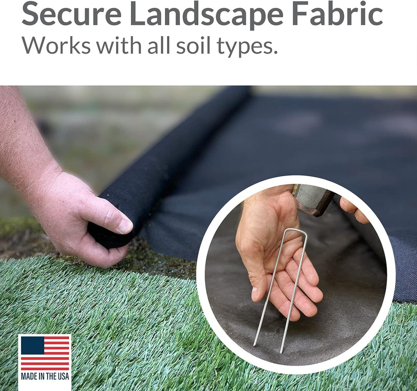 Pinnacle Mercantile USA Made 50 Pack Garden Landscape Staples Weed Barrier Fabric Stakes Galvanized 6 inch Pins Anti Rust Sod Staple 11 Gauge Steel